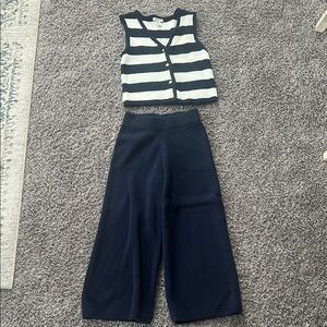 Navy Blue and White sweater set
